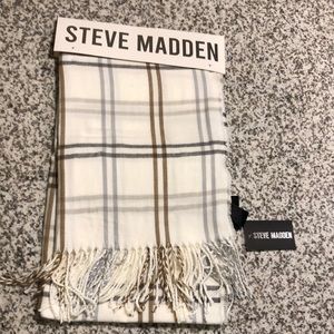 Steve Madden scarf white cream brown gray New